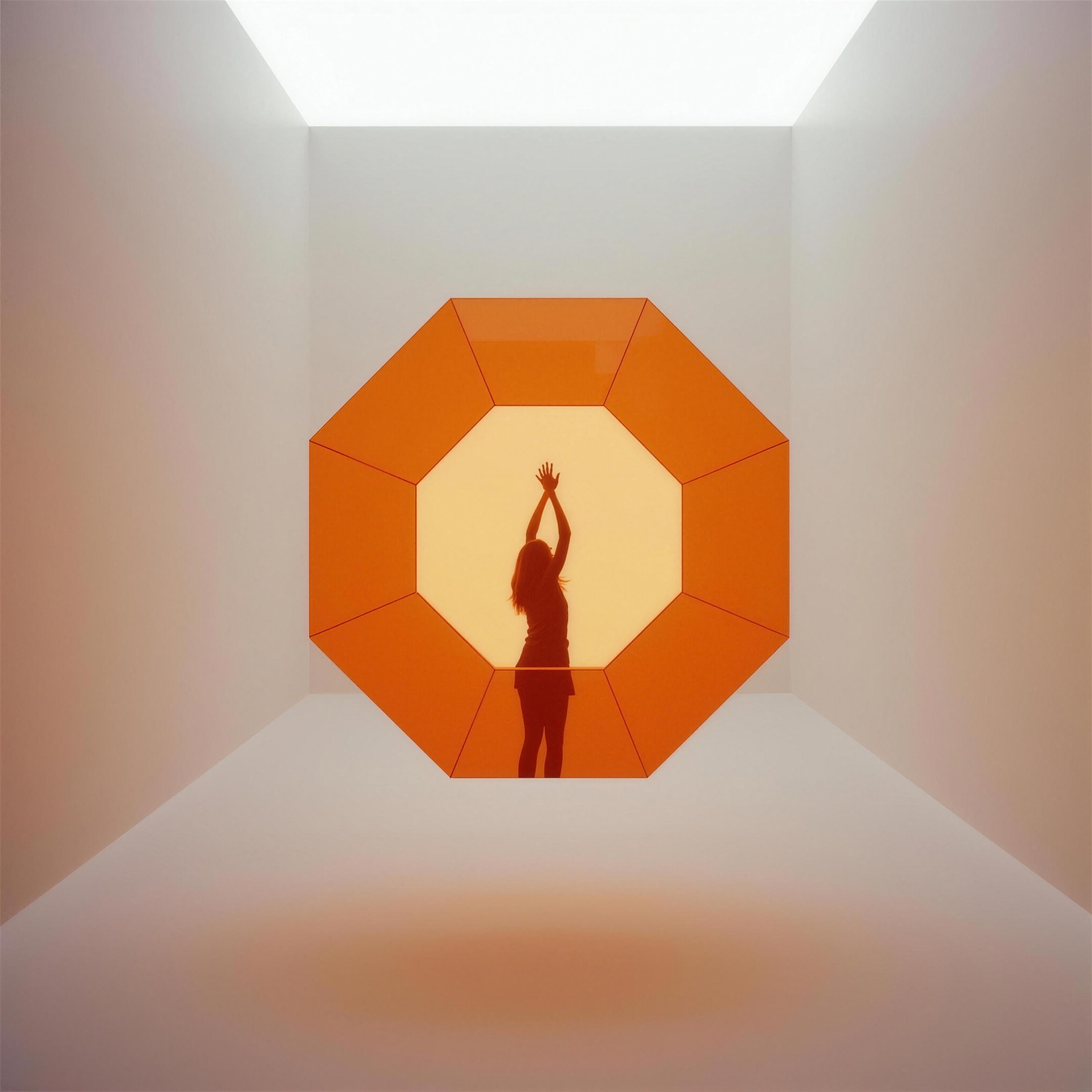 Architectural space with translucent orange frame