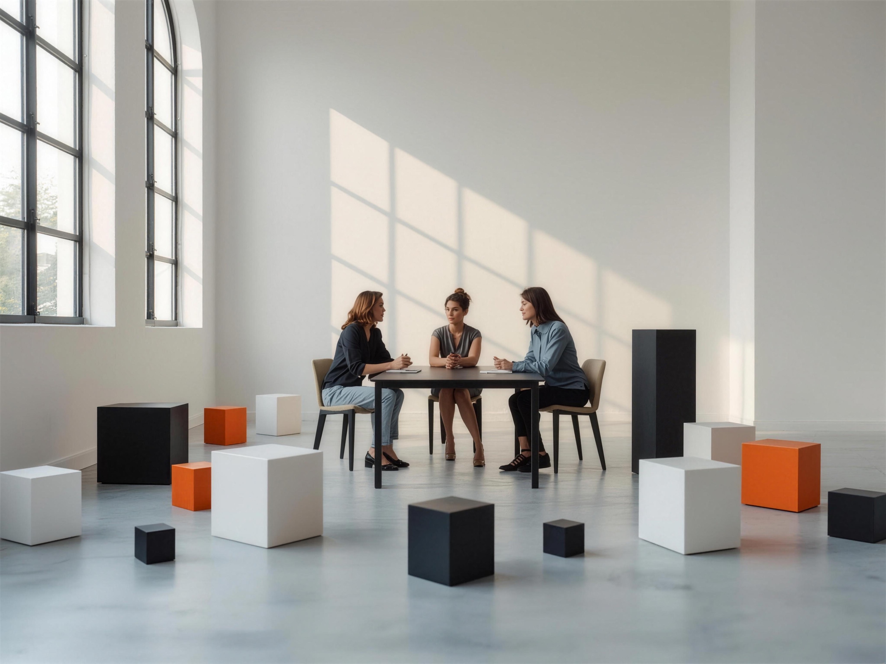Architectural space with translucent orange frame