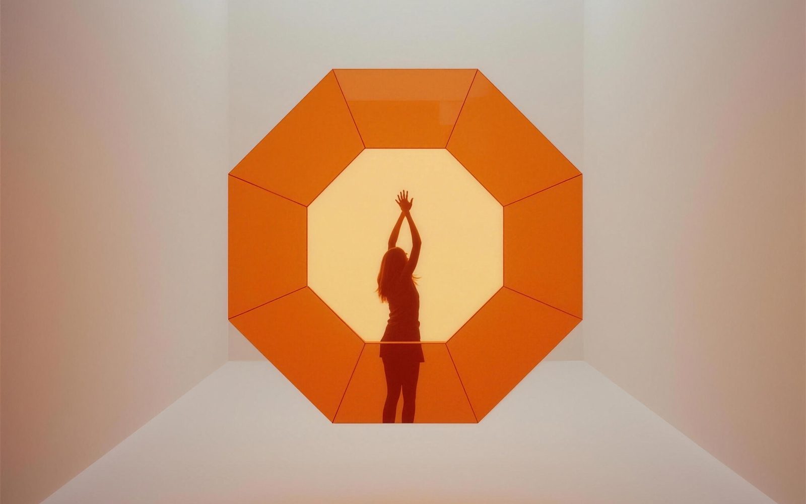 Architectural space with translucent orange frame